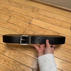 Michael Kors Black Leather Belt with Silver Buckle